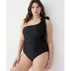 J.Crew Bow One-Shoulder One-Piece Swimsuit Black Size 12